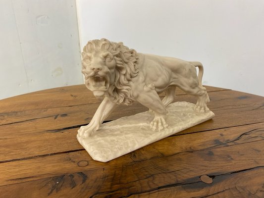 Vintage White Marble Resin Lion Sculpture, 1950s-DE-1790263