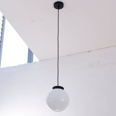 Vintage White Milk Glass Suspension Light, Italy-MPO-1361772