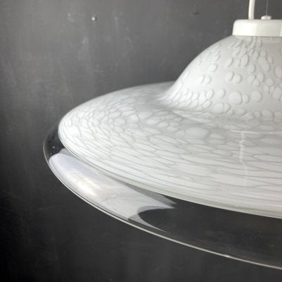 Vintage White Murano Glass Pendant Lamp, 1970s-WQC-872422