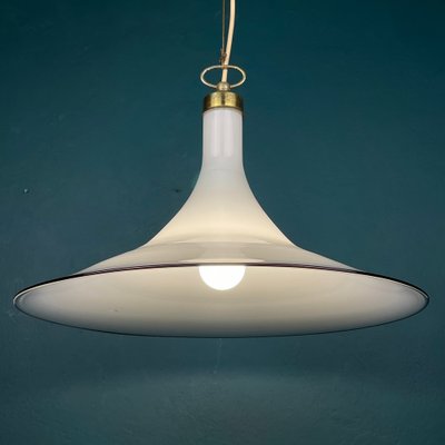 Vintage White Murano Glass Pendant Lamp, Italy, 1970s-WQC-1397208