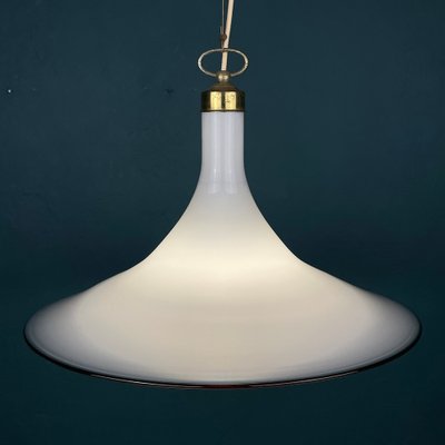 Vintage White Murano Glass Pendant Lamp, Italy, 1970s-WQC-1397208