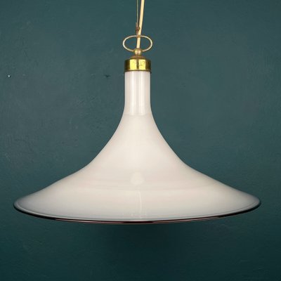 Vintage White Murano Glass Pendant Lamp, Italy, 1970s-WQC-1397208