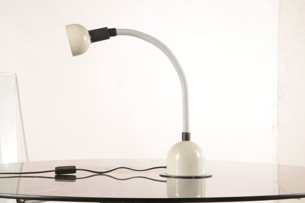 Vintage White Table Lamp with Articulated Stem, Italy, 1980s-RAQ-669927