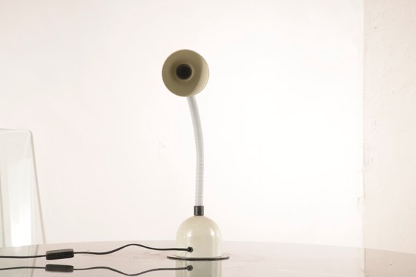 Vintage White Table Lamp with Articulated Stem, Italy, 1980s-RAQ-669927