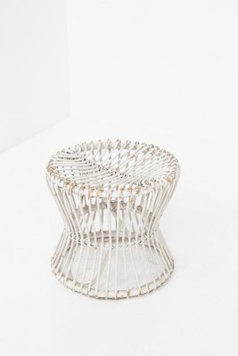 Vintage White Wicker Pouf in the style of Fané, 1920s-RCE-1407371