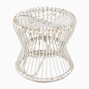 Vintage White Wicker Pouf in the style of Fané, 1920s-RCE-1407371