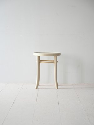 Vintage White Wooden Stool, 1960s-QWP-2042061