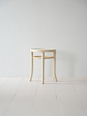 Vintage White Wooden Stool, 1960s-QWP-2042061