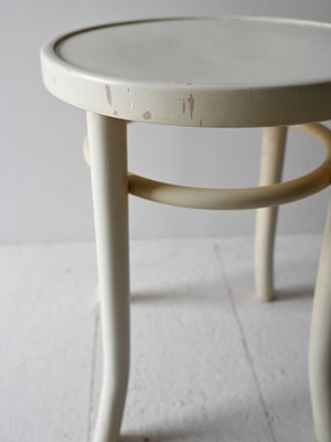 Vintage White Wooden Stool, 1960s-QWP-2042061