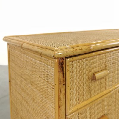 Vintage Wicker, Bamboo, Rattan Chest of Drawers in the style of Tito Agnoli, 1970s-PRS-1700392