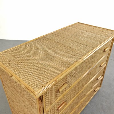 Vintage Wicker, Bamboo, Rattan Chest of Drawers in the style of Tito Agnoli, 1970s-PRS-1700392