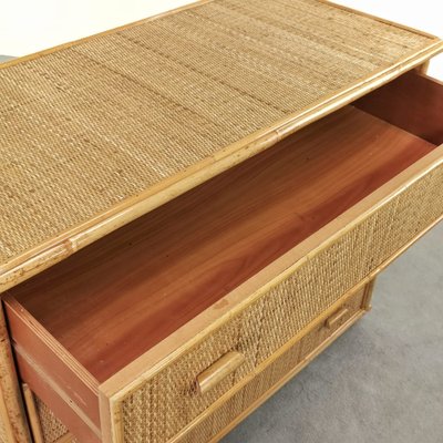 Vintage Wicker, Bamboo, Rattan Chest of Drawers in the style of Tito Agnoli, 1970s-PRS-1700392