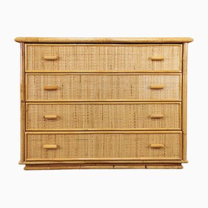 Vintage Wicker, Bamboo, Rattan Chest of Drawers in the style of Tito Agnoli, 1970s-PRS-1700392