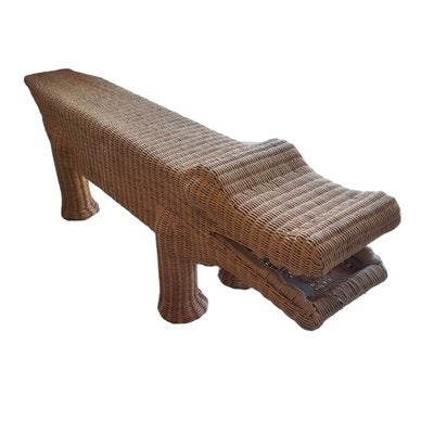 Vintage Wicker Cocodrile Bench-TCS-1807200