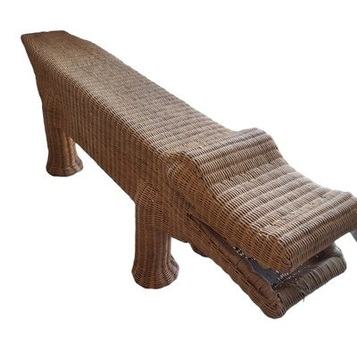 Vintage Wicker Cocodrile Bench-TCS-1807200