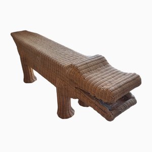 Vintage Wicker Cocodrile Bench-TCS-1807200