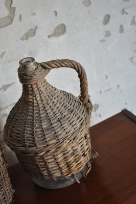 Vintage Wicker Wine Bottles, Set of 3-OXJ-628021