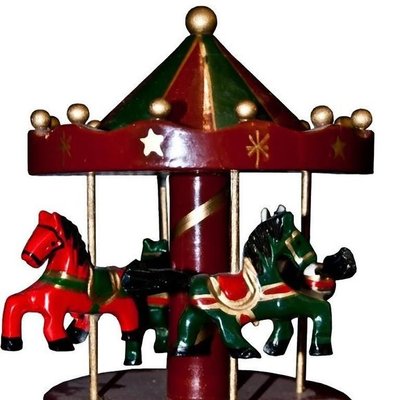 Vintage Wind Up Musical Carousel Toy, 1950s-ZCI-752673