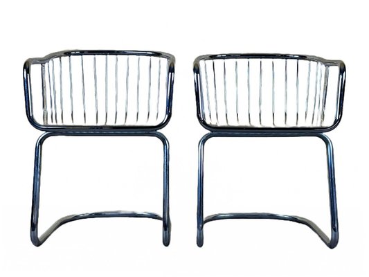 Vintage Wire Chair in Metal and Chrome-Plated Design, 1960s, Set of 2-EJL-1723268