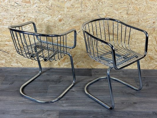 Vintage Wire Chair in Metal and Chrome-Plated Design, 1960s, Set of 2-EJL-1723268