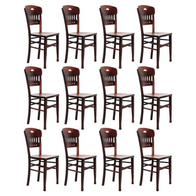 Vintage Wood Bistro Chairs from Luterma, Set of 12-WM-1260389