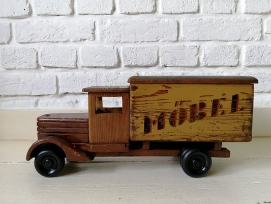 Vintage Wood Car Toy, 1940s-ALG-695052