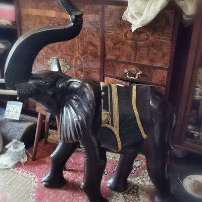 Vintage Wood Elephant Sculpture, 1940s-GEL-1057301