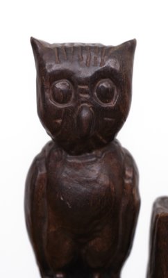 Vintage Wood Owl Bookends, Spain, 1960s, Set of 2-GCG-1325741