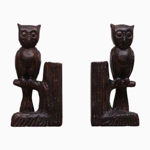 Vintage Wood Owl Bookends, Spain, 1960s, Set of 2-GCG-1325741