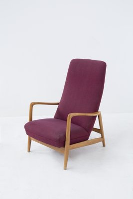 Vintage Wood Reclining Armchair attributed Giò Ponti, 1950s-RCE-1398335