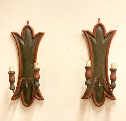 Vintage Wood Sconces, 1920s, Set of 2-NPC-842454