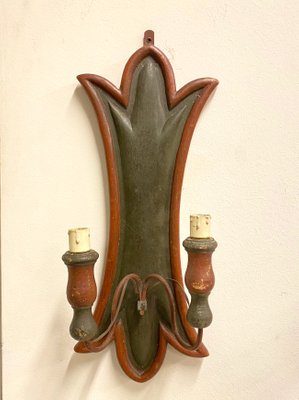 Vintage Wood Sconces, 1920s, Set of 2-NPC-842454