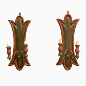 Vintage Wood Sconces, 1920s, Set of 2-NPC-842454