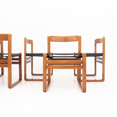 Vintage Wood & Skai Chairs, 1960s, Set of 6-UPW-1735938