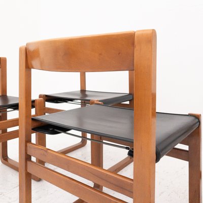 Vintage Wood & Skai Chairs, 1960s, Set of 6-UPW-1735938