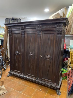 Vintage Wood Wardrobe, 1920s-YNQ-825552