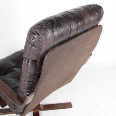 Vintage Wooden and Leather Lounge Chair, 1970s-DSC-1767868