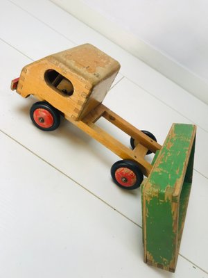 Vintage Wooden Children's Toy Crane and Truck, Set of 2-WQJ-799904