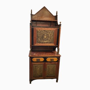 Vintage Wooden Cupboard with Tissues in Silk and Bronze-TCS-1746367