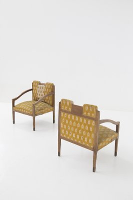 Vintage Wooden Fabric and Brass Armchairs, 1950s, Set of 2-RCE-1382792