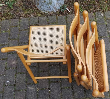 Vintage Wooden Folding Chairs with Viennese Braid Seats, Set of 4-QDP-1587569