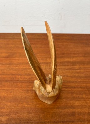 Vintage Wooden Hand Carved Bat Figurine, 1970s-UAH-2041719