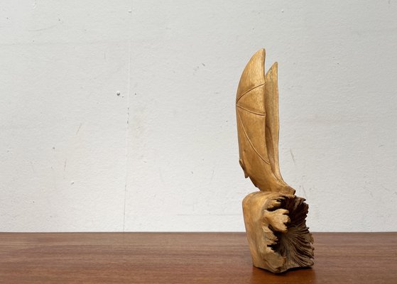 Vintage Wooden Hand Carved Bat Figurine, 1970s-UAH-2041719