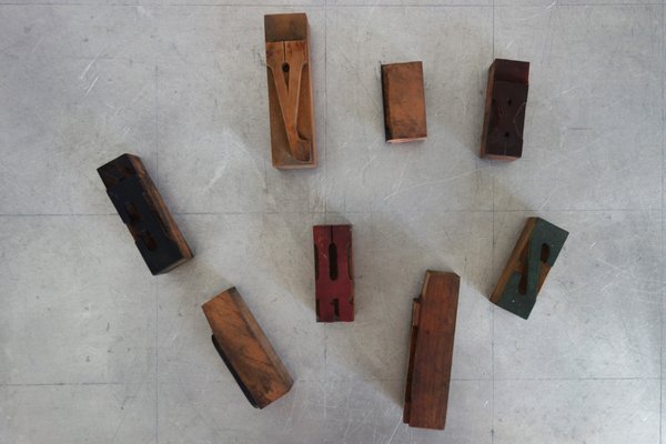 Vintage Wooden Industrial Printing Bloc Letter Figures, 1930s-XTZ-1426217