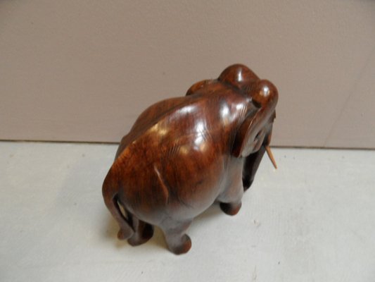 Vintage Wooden Miniature Elephant, 1920s-PNJ-1720907