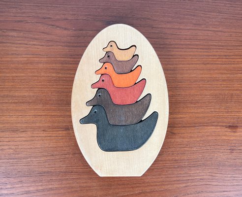 Vintage Wooden Puzzle with Duck Figurines-UAH-2036196