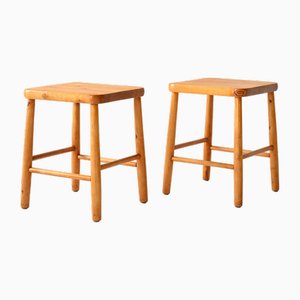 Vintage Wooden Stools, 1960s, Set of 2-QWP-2033944