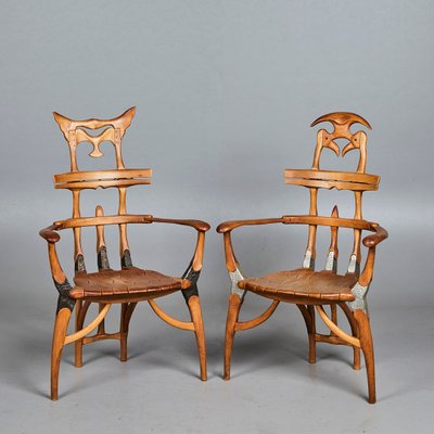 Vintage Wooden Totem Chairs, Set of 2-YWH-1745998