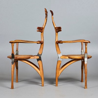 Vintage Wooden Totem Chairs, Set of 2-YWH-1745998