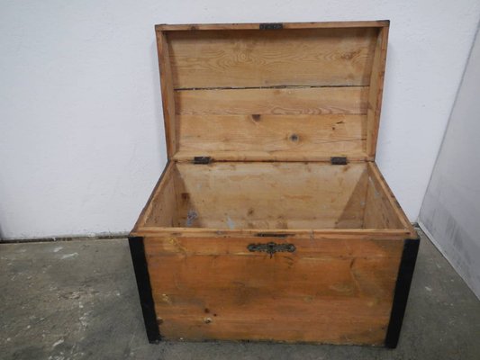 Vintage Wooden Trunk, 1950s-WWQ-1333369